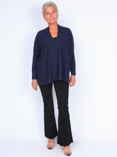 Long-sleeved knit sweater with v-neck